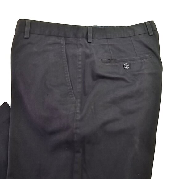 BOSS Hugo Boss Navy Cotton Slacks Mens 36R Straight Leg Flat Front Slash Pockets - Picture 7 of 11
